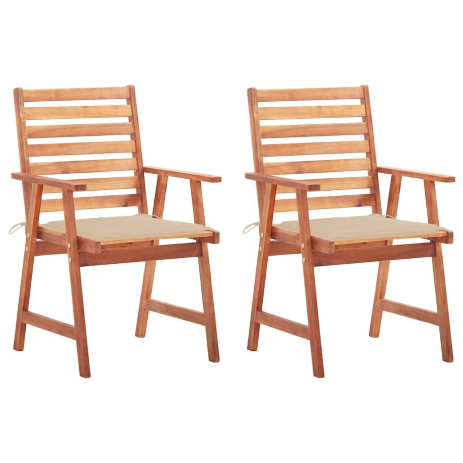 vidaXL Tuinstoelen 2 st met kussens massief acaciahout afbeelding 1