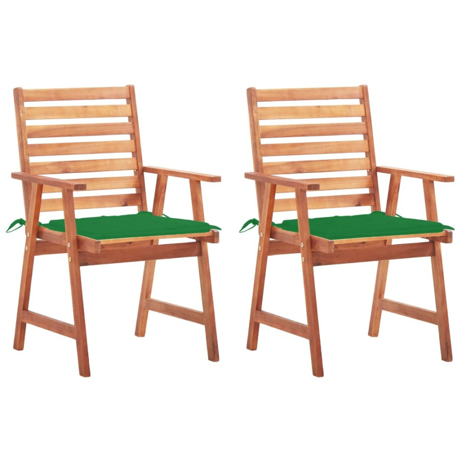 vidaXL Tuinstoelen 2 st met kussens massief acaciahout vidaXL Tuinstoelen 2 st met kussens massief acaciahout afbeelding 1