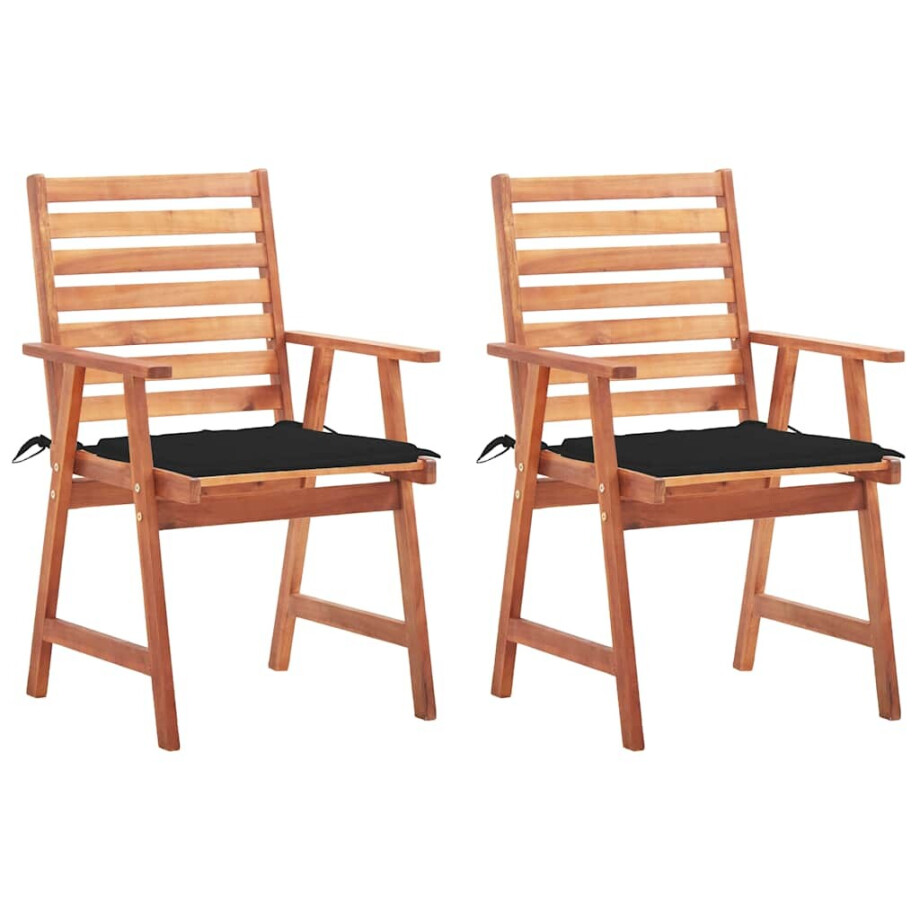 vidaXL Tuinstoelen 2 st met kussens massief acaciahout afbeelding 1