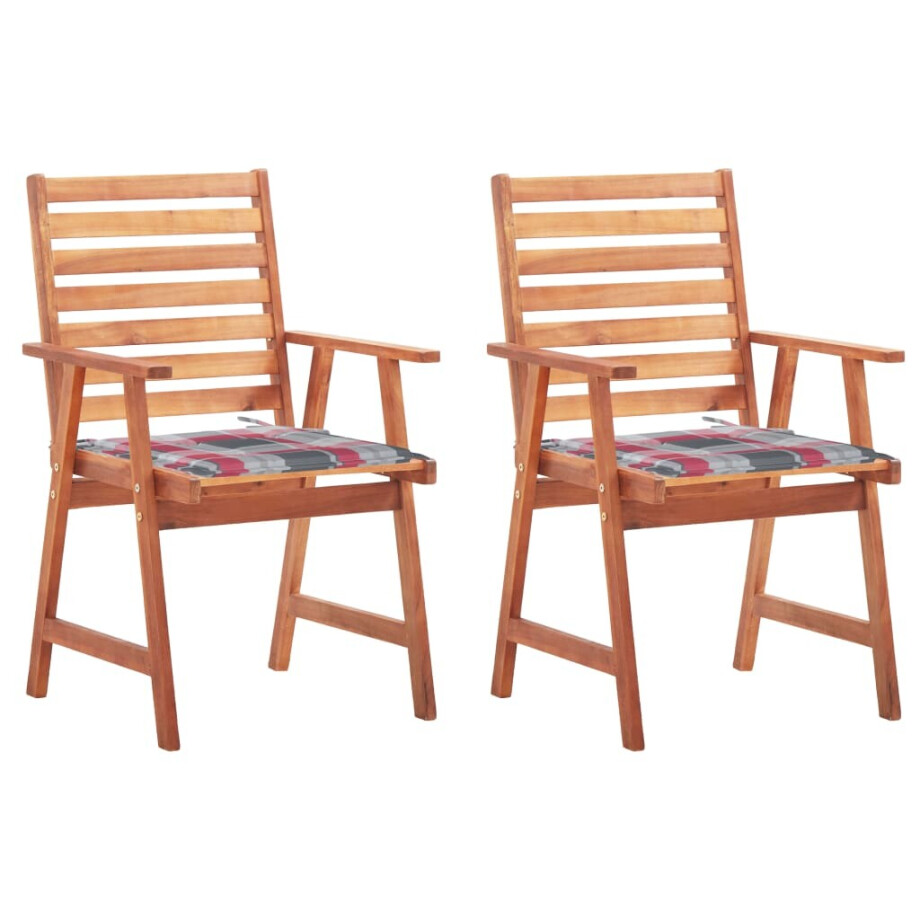 vidaXL Tuinstoelen 2 st met kussens massief acaciahout afbeelding 1