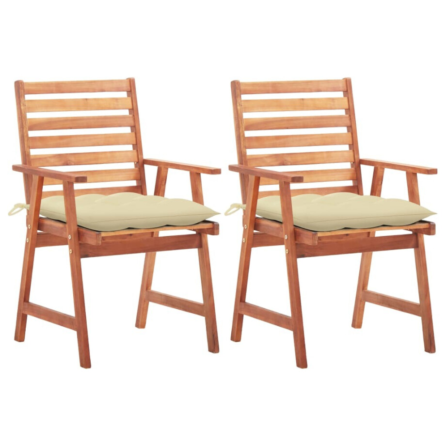 vidaXL Tuinstoelen 2 st met kussens massief acaciahout afbeelding 1