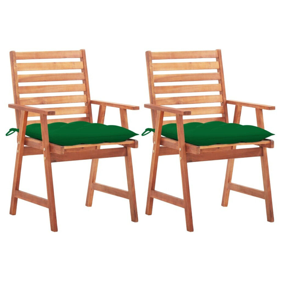 vidaXL Tuinstoelen 2 st met kussens massief acaciahout afbeelding 1