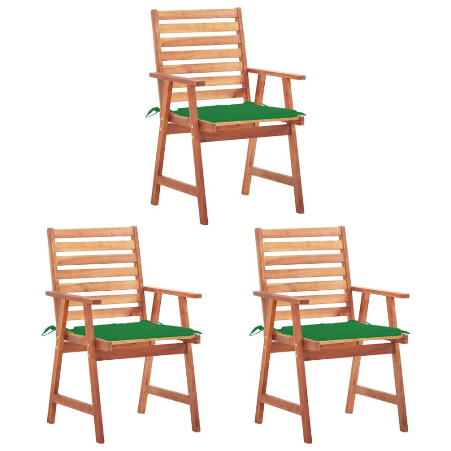 vidaXL Tuinstoelen 3 st met kussens massief acaciahout vidaXL Tuinstoelen 3 st met kussens massief acaciahout afbeelding 1