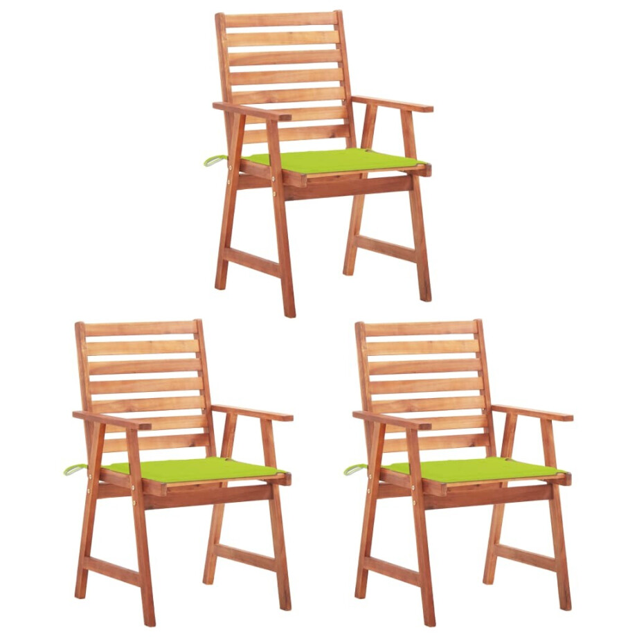 vidaXL Tuinstoelen 3 st met kussens massief acaciahout afbeelding 1