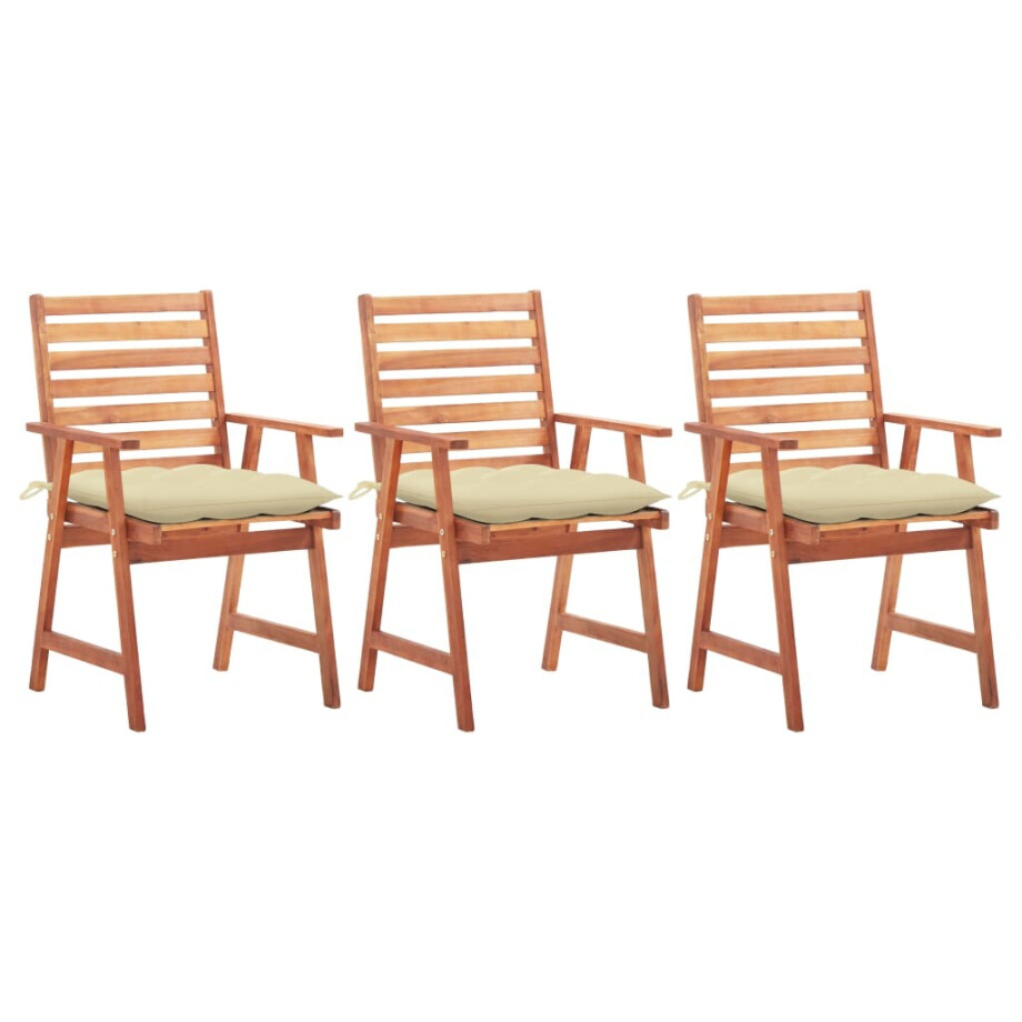 vidaXL Tuinstoelen 3 st met kussens massief acaciahout afbeelding 1