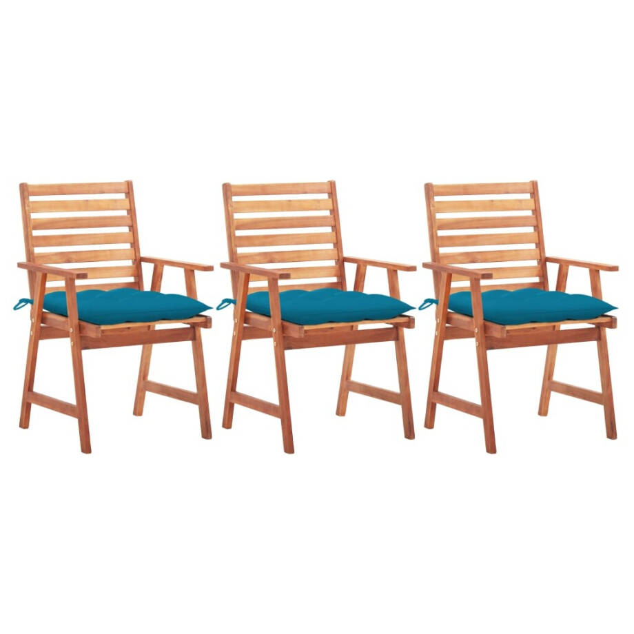 vidaXL Tuinstoelen 3 st met kussens massief acaciahout afbeelding 1