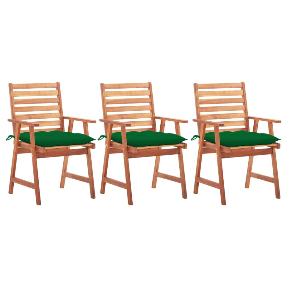 vidaXL Tuinstoelen 3 st met kussens massief acaciahout afbeelding 1