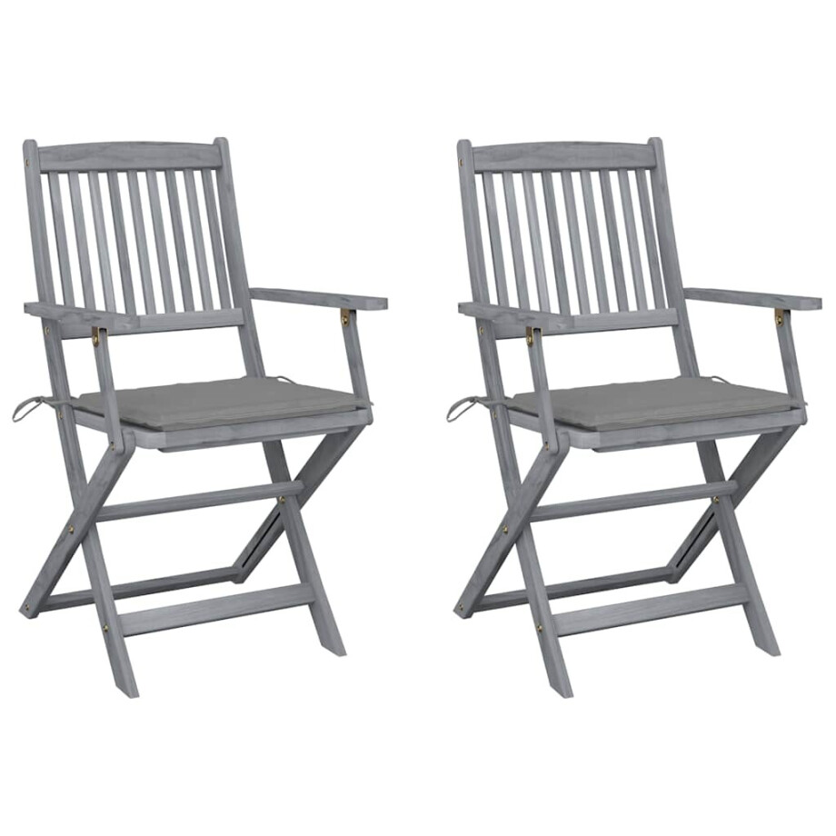 vidaXL Tuinstoelen 2 st inklapbaar met kussens massief acaciahout vidaXL Tuinstoelen 2 st inklapbaar met kussens massief acaciahout afbeelding 1