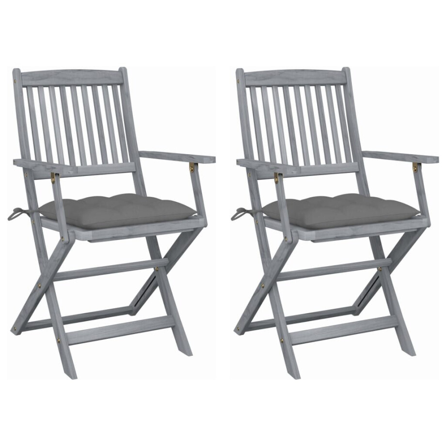 vidaXL Tuinstoelen 2 st inklapbaar met kussens massief acaciahout afbeelding 1