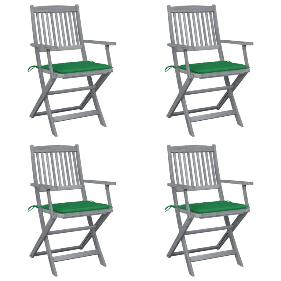 vidaXL Tuinstoelen 4 st inklapbaar met kussens massief acaciahout afbeelding 1