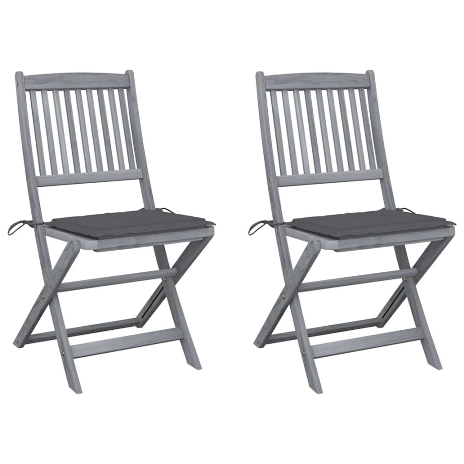 vidaXL Tuinstoelen 2 st inklapbaar met kussens massief acaciahout vidaXL Tuinstoelen 2 st inklapbaar met kussens massief acaciahout afbeelding 1