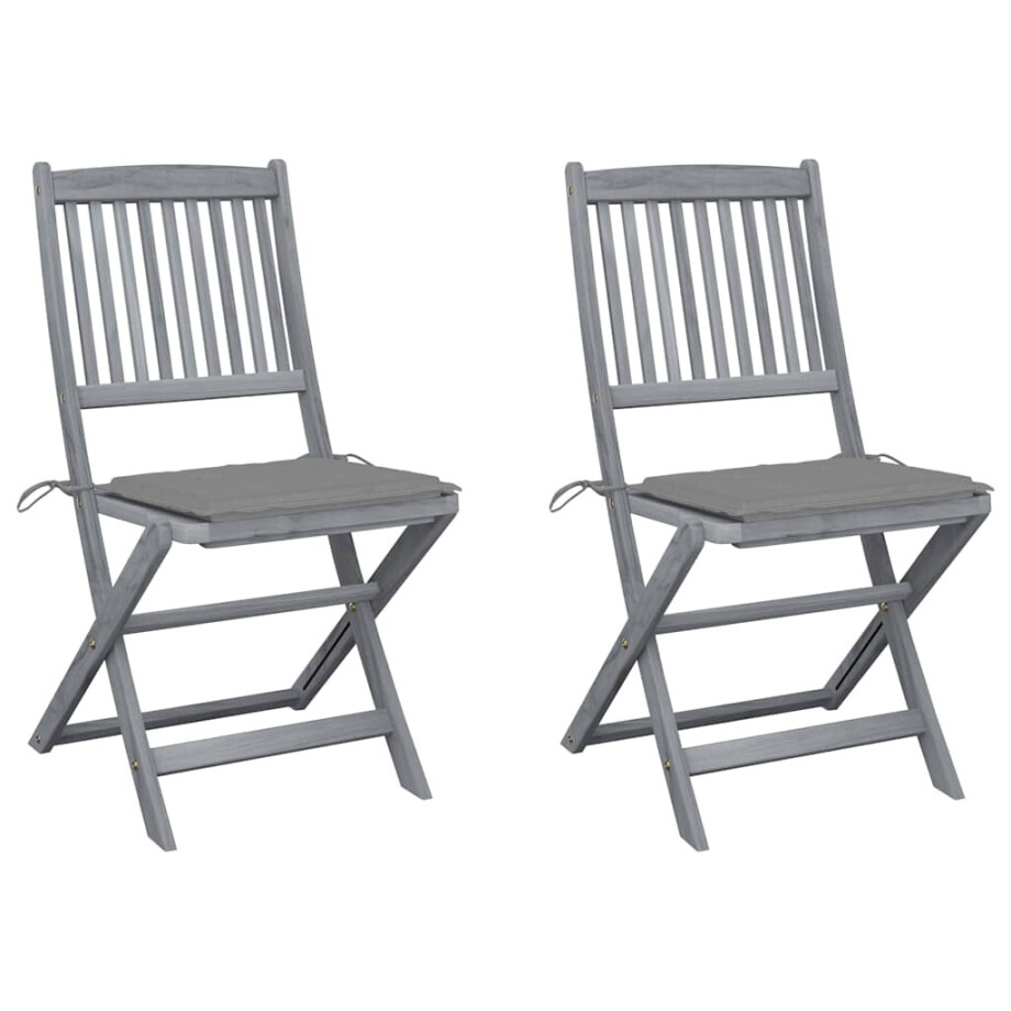 vidaXL Tuinstoelen 2 st inklapbaar met kussens massief acaciahout vidaXL Tuinstoelen 2 st inklapbaar met kussens massief acaciahout afbeelding 1