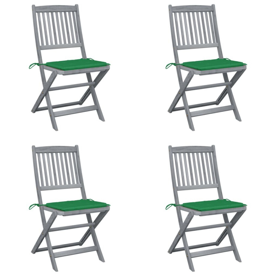 vidaXL Tuinstoelen 4 st inklapbaar met kussens massief acaciahout afbeelding 1