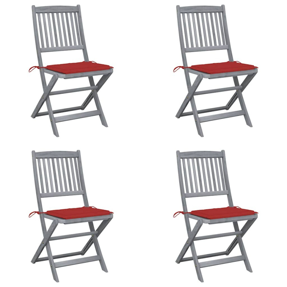 vidaXL Tuinstoelen 4 st inklapbaar met kussens massief acaciahout afbeelding 1