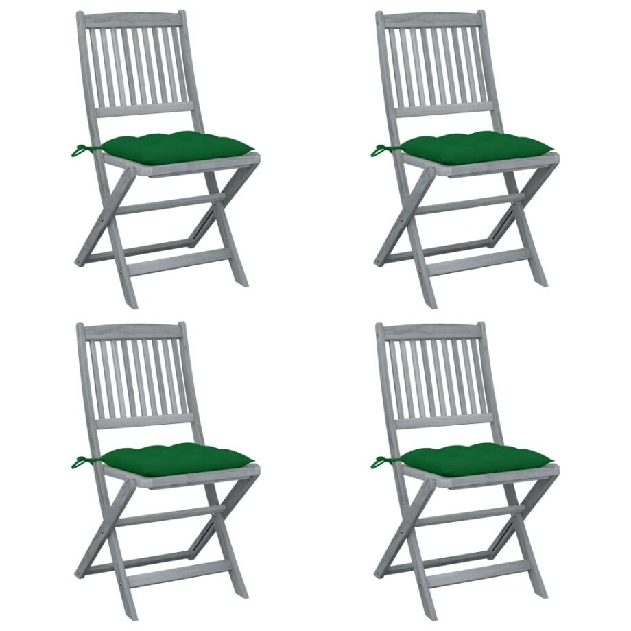 vidaXL Tuinstoelen 4 st inklapbaar met kussens massief acaciahout afbeelding 1