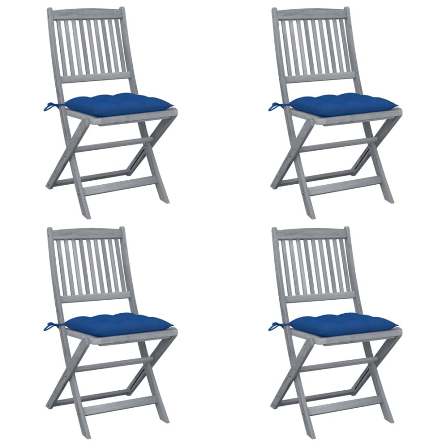 vidaXL Tuinstoelen 4 st inklapbaar met kussens massief acaciahout afbeelding 1
