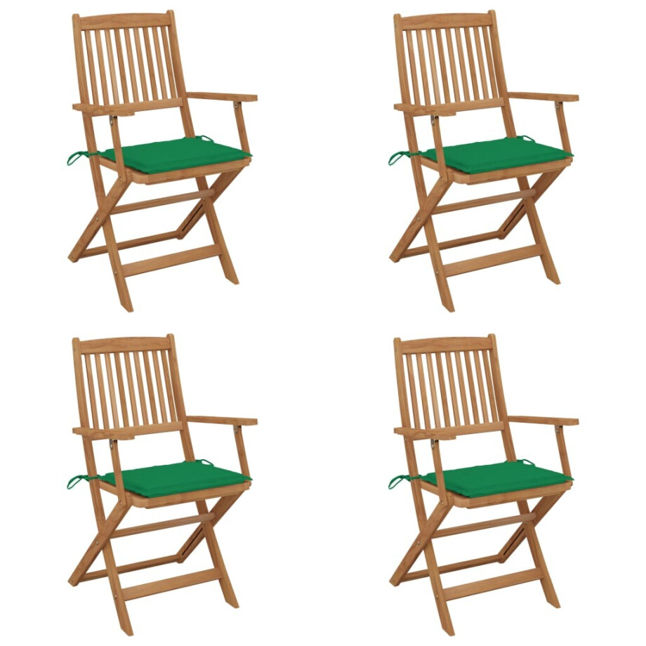 vidaXL Tuinstoelen 4 st inklapbaar met kussens massief acaciahout afbeelding 1