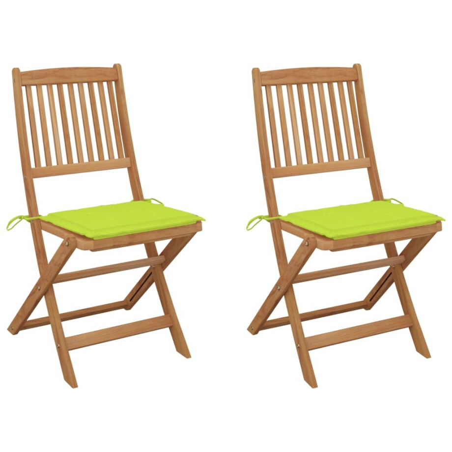vidaXL Tuinstoelen 2 st inklapbaar met kussens massief acaciahout vidaXL Tuinstoelen 2 st inklapbaar met kussens massief acaciahout afbeelding 1