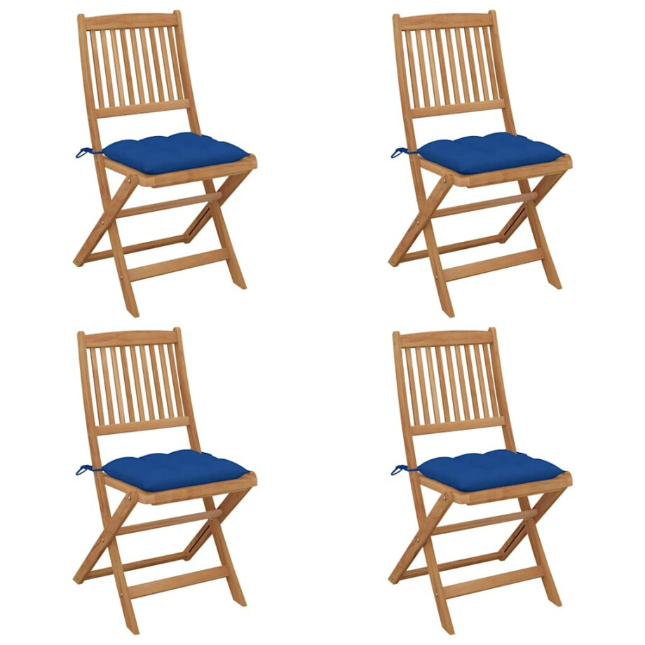 vidaXL Tuinstoelen 4 st inklapbaar met kussens massief acaciahout afbeelding 1
