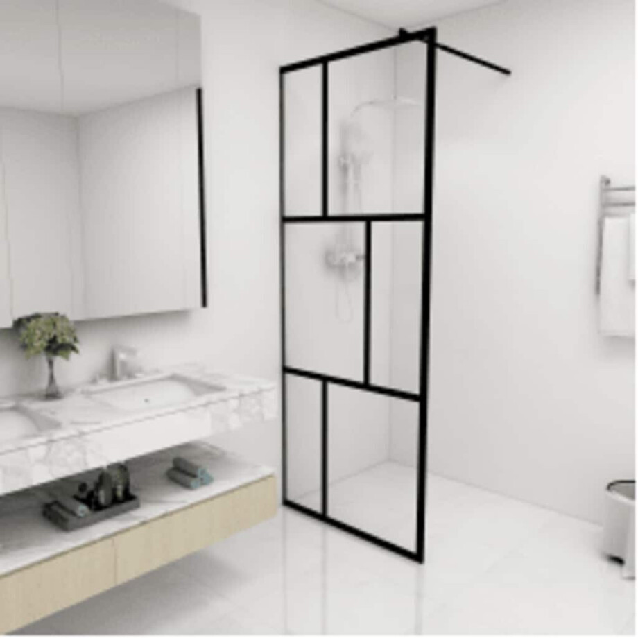 vidaXL Inloopdouchewand 80x195 cm gehard glas zwart vidaXL Inloopdouchewand 80x195 cm gehard glas zwart afbeelding 1