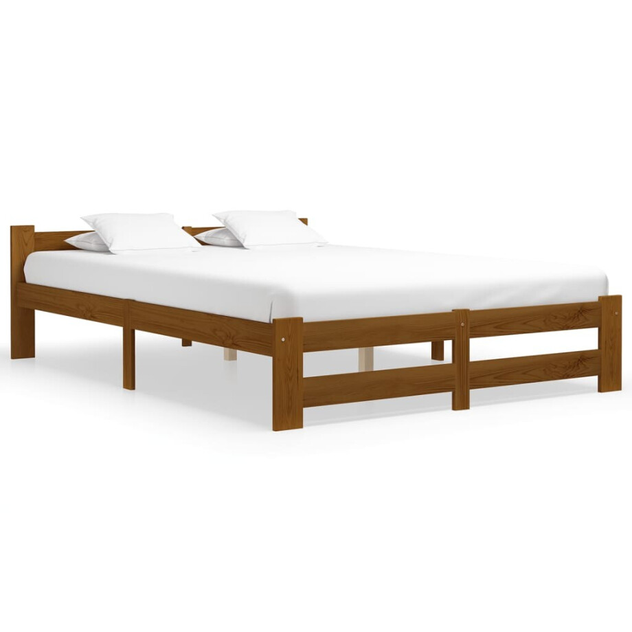 vidaXL Bedframe massief grenenhout honingbruin 140x200 cm vidaXL Bedframe massief grenenhout honingbruin 140x200 cm afbeelding 1