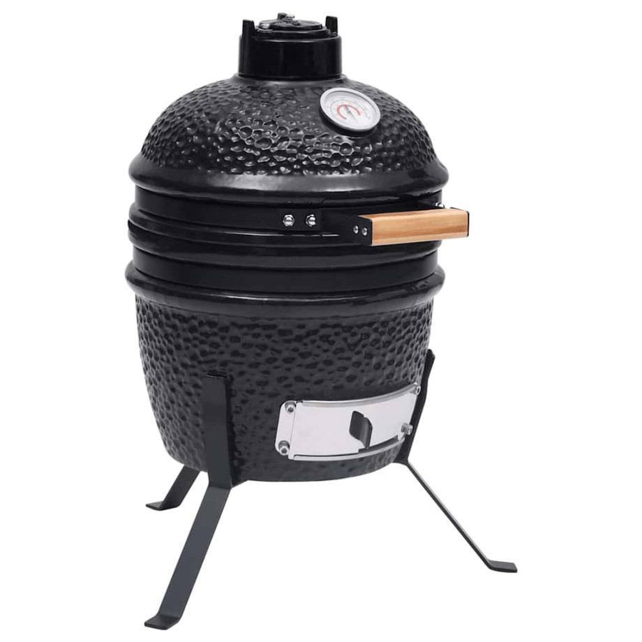 vidaXL Kamado barbecue 2-in-1 56 cm keramiek zwart afbeelding 1