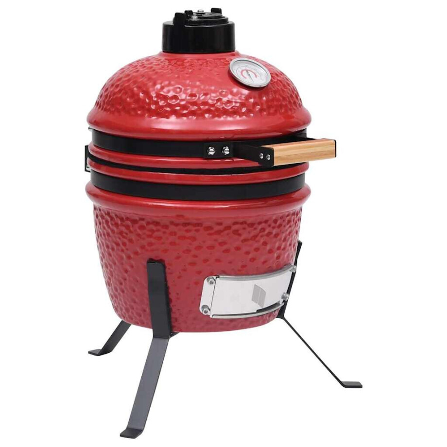 vidaXL Kamado barbecue 2-in-1 56 cm keramiek rood afbeelding 1