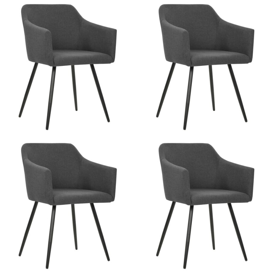 vidaXL Eetkamerstoelen 4 st stof donkergrijs vidaXL Eetkamerstoelen 4 st stof donkergrijs afbeelding 1