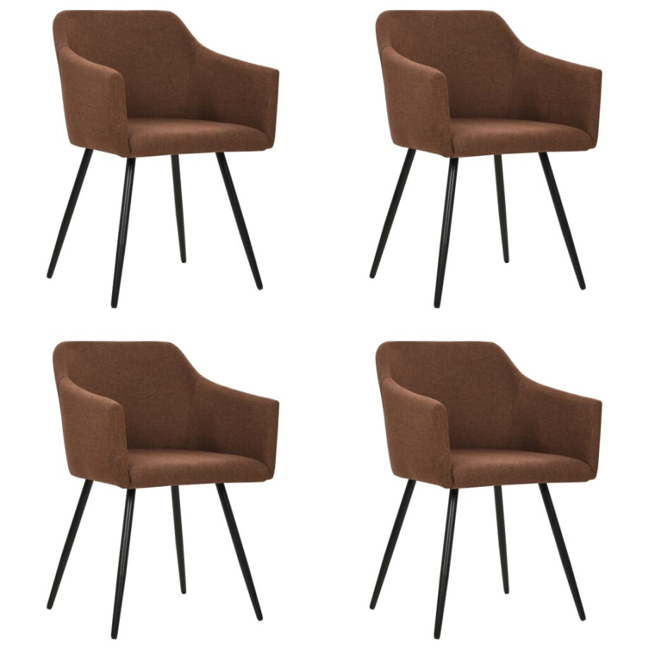 vidaXL Eetkamerstoelen 4 st stof bruin afbeelding 1