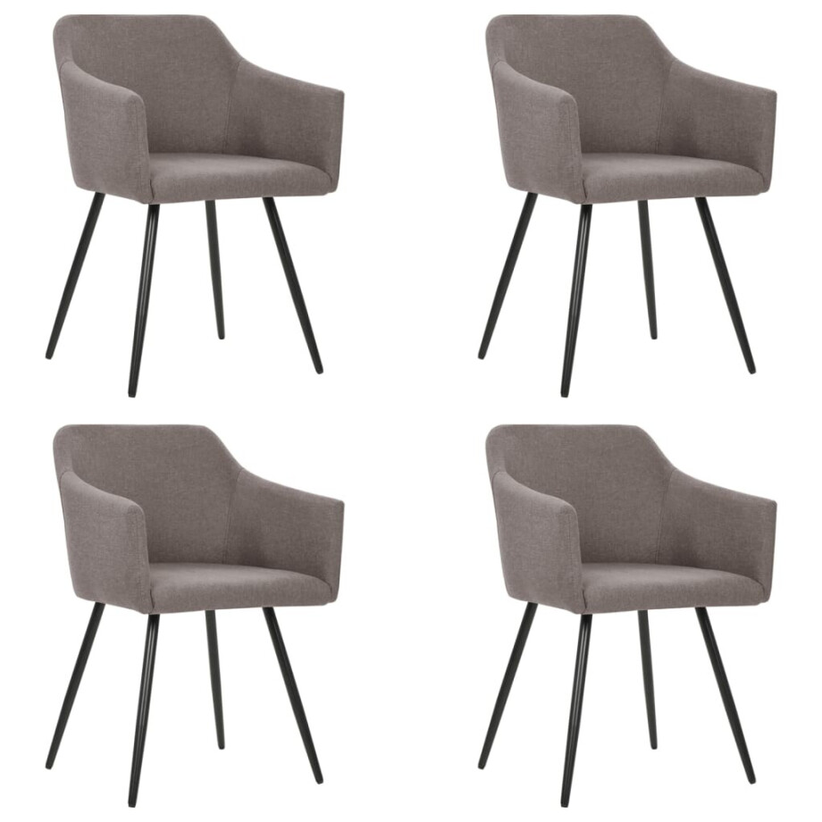 vidaXL Eetkamerstoelen 4 st draaibaar stof taupe afbeelding 1