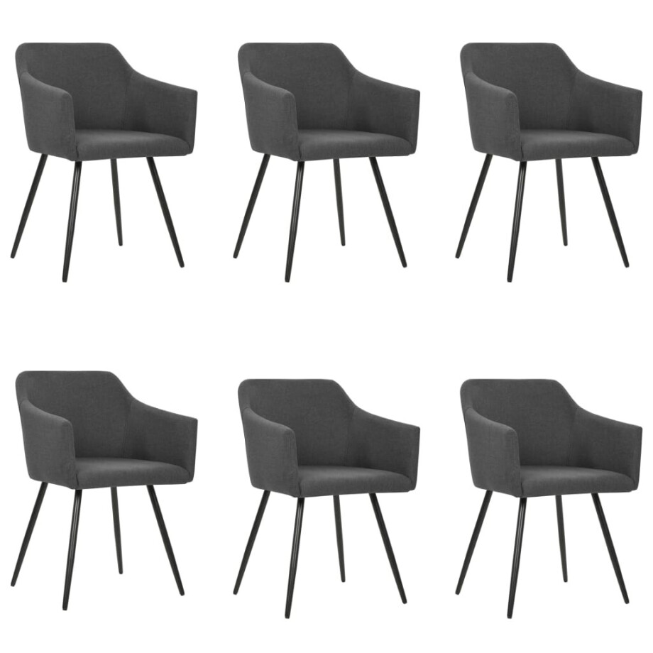vidaXL Eetkamerstoelen 6 st stof donkergrijs afbeelding 1