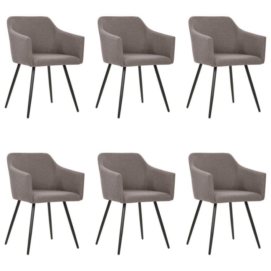 vidaXL Eetkamerstoelen 6 st stof taupe vidaXL Eetkamerstoelen 6 st stof taupe afbeelding 1