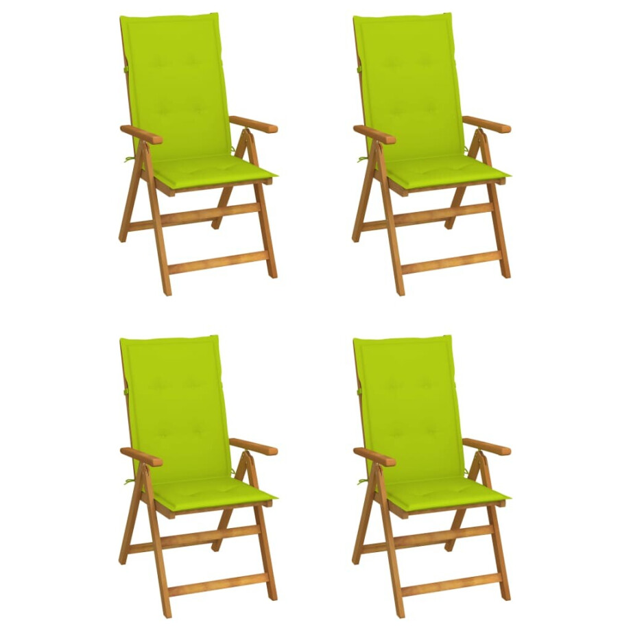 vidaXL Tuinstoelen 4 st verstelbaar met kussens massief acaciahout afbeelding 1
