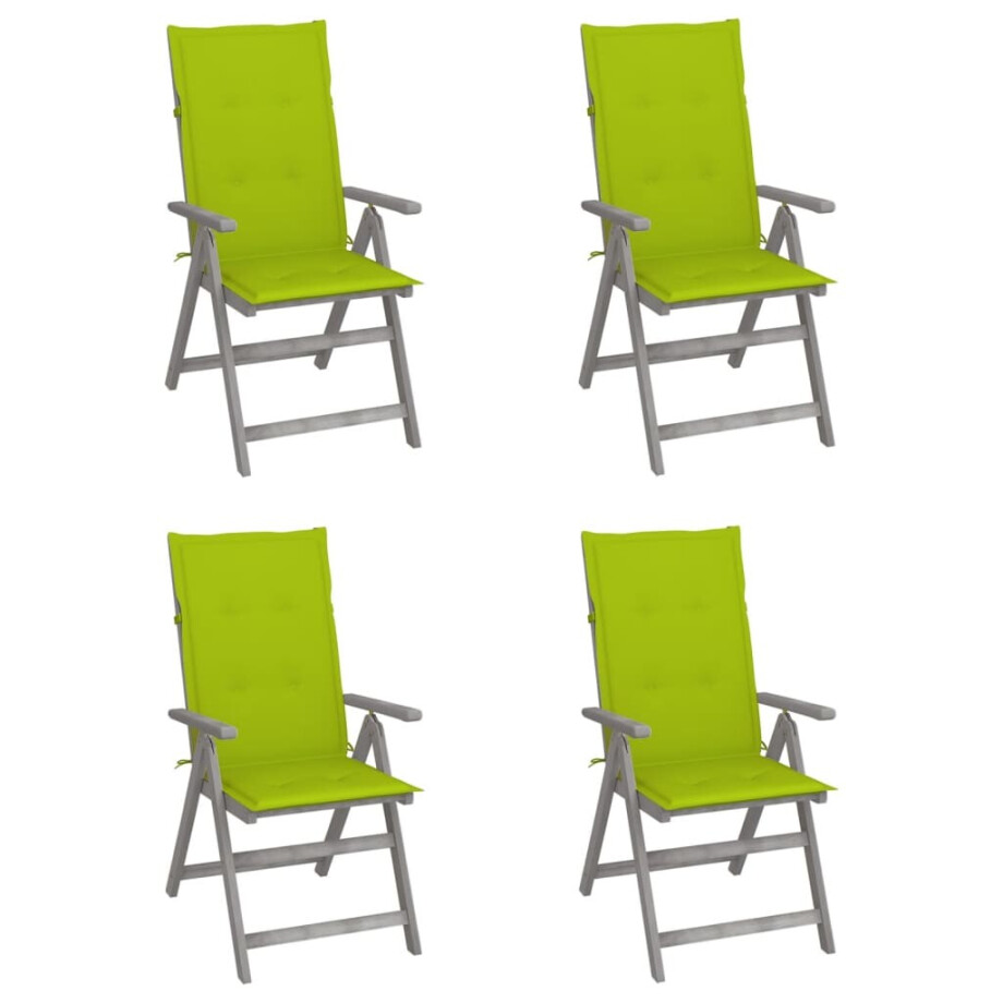 vidaXL Tuinstoelen 4 st verstelbaar met kussens massief acaciahout afbeelding 1