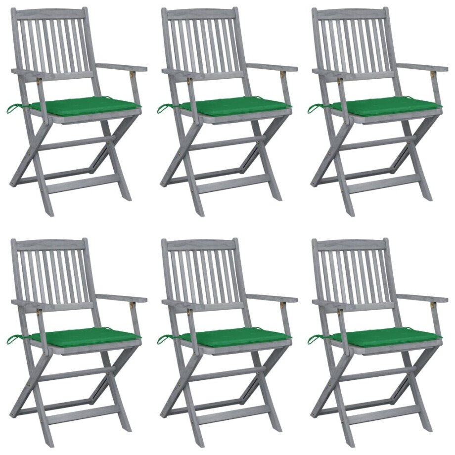 vidaXL Tuinstoelen 6 st inklapbaar met kussens massief acaciahout afbeelding 1