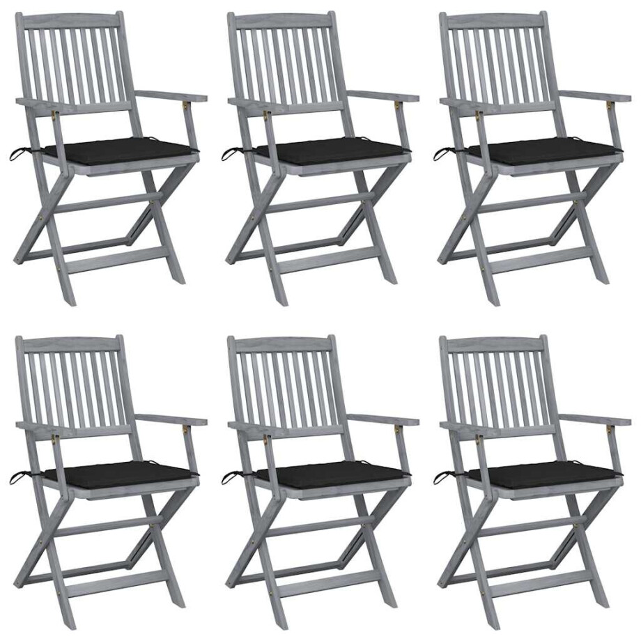 vidaXL Tuinstoelen 6 st inklapbaar met kussens massief acaciahout afbeelding 1
