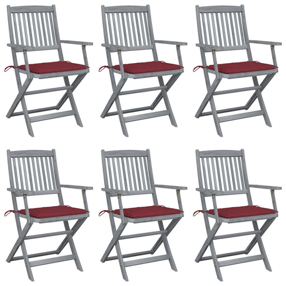 vidaXL Tuinstoelen 6 st inklapbaar met kussens massief acaciahout afbeelding 1