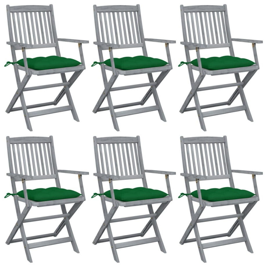 vidaXL Tuinstoelen 6 st inklapbaar met kussens massief acaciahout afbeelding 1