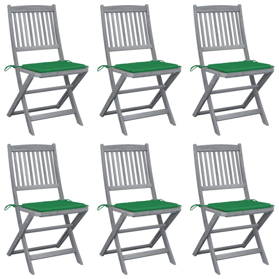vidaXL Tuinstoelen inklapbaar 6 st met kussens massief acaciahout afbeelding 1