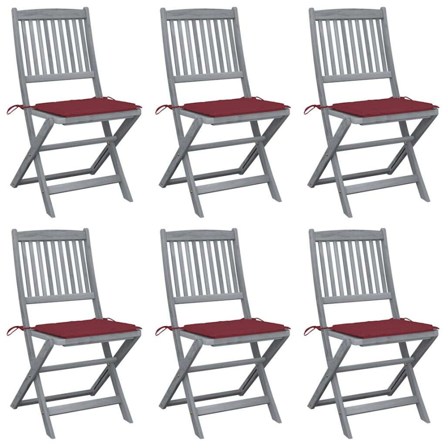 vidaXL Tuinstoelen 6 st inklapbaar met kussens massief acaciahout afbeelding 1