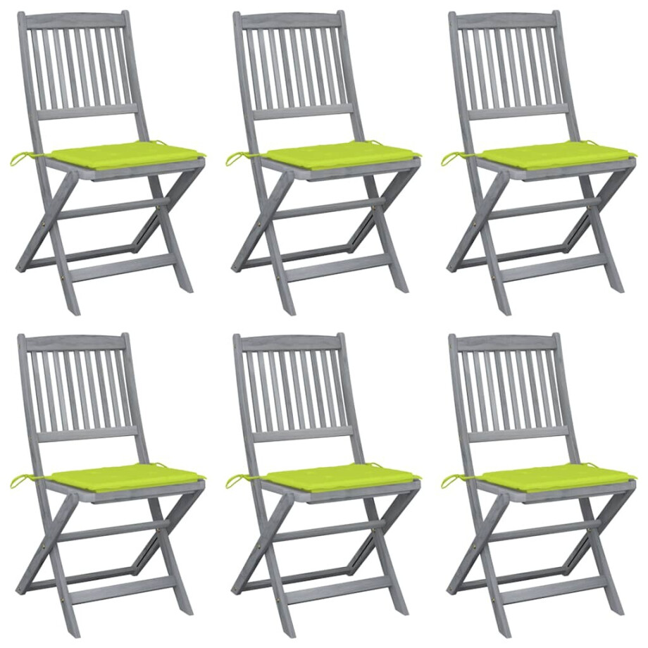 vidaXL Tuinstoelen 6 st inklapbaar met kussens massief acaciahout afbeelding 1