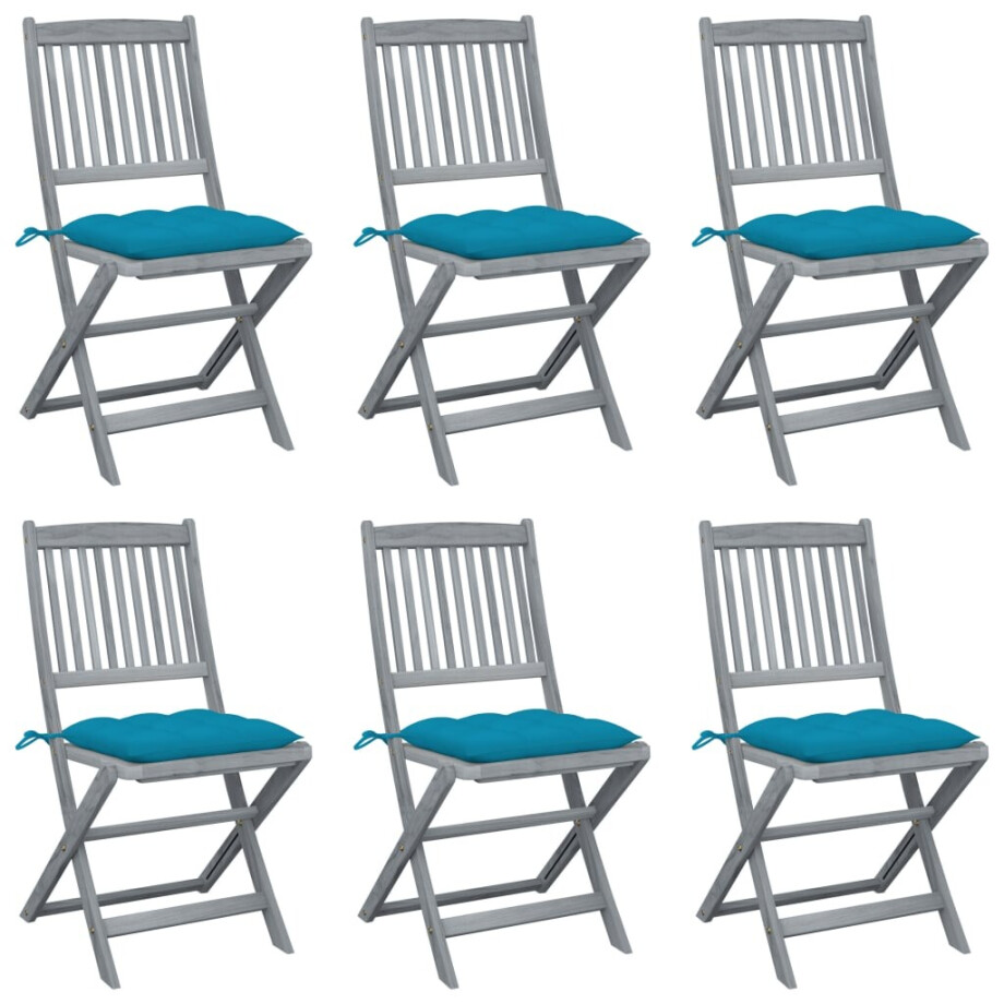 vidaXL Tuinstoelen 6 st inklapbaar met kussens massief acaciahout afbeelding 1