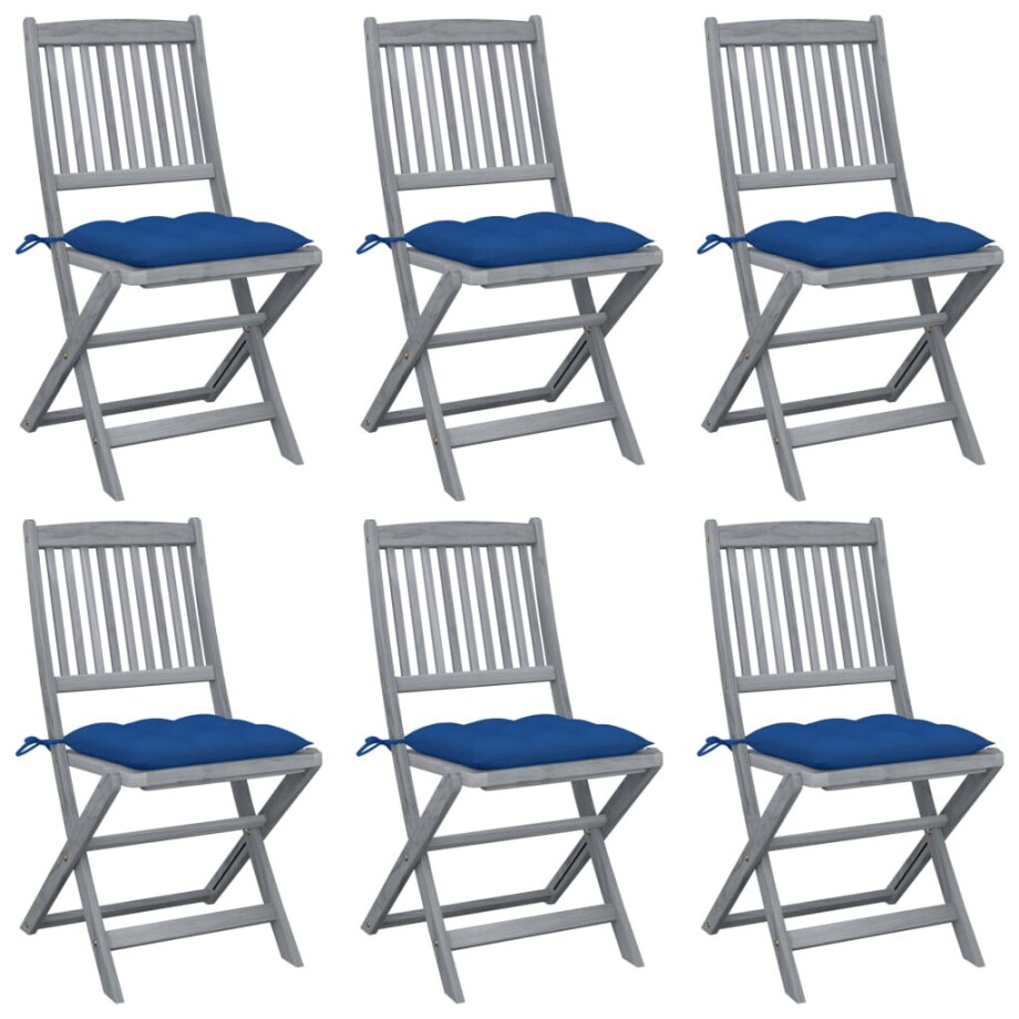 vidaXL Tuinstoelen 6 st inklapbaar met kussens massief acaciahout vidaXL Tuinstoelen 6 st inklapbaar met kussens massief acaciahout afbeelding 1