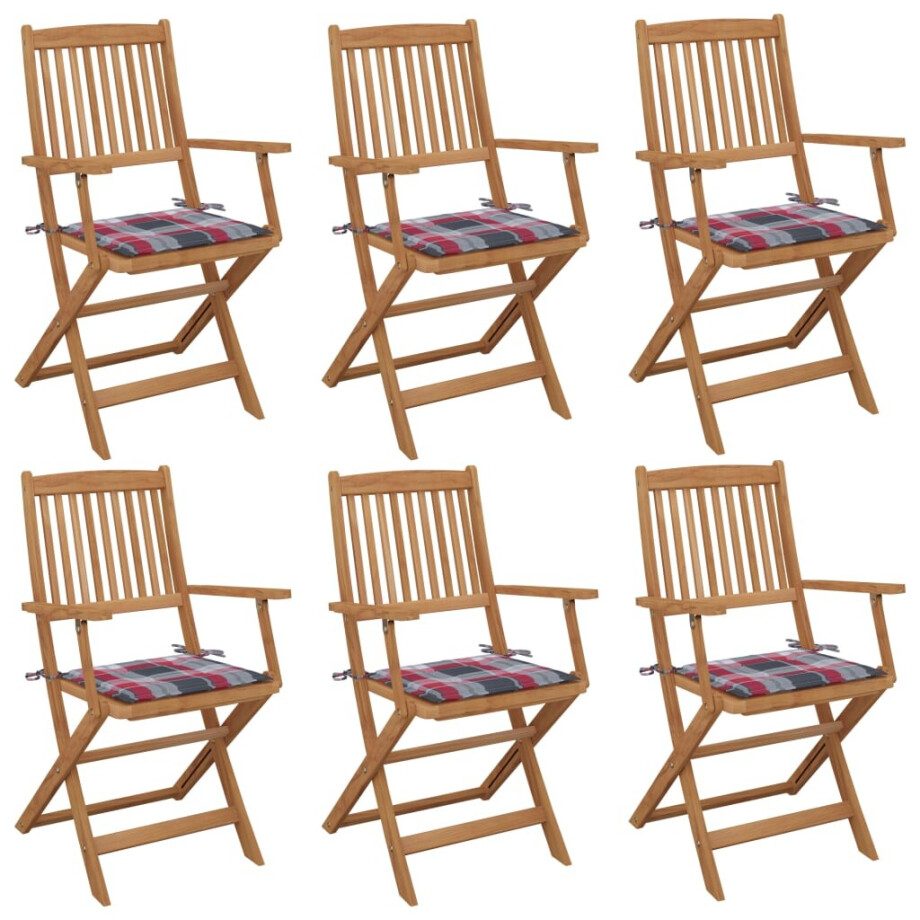 vidaXL Tuinstoelen 6 st inklapbaar met kussens massief acaciahout afbeelding 1