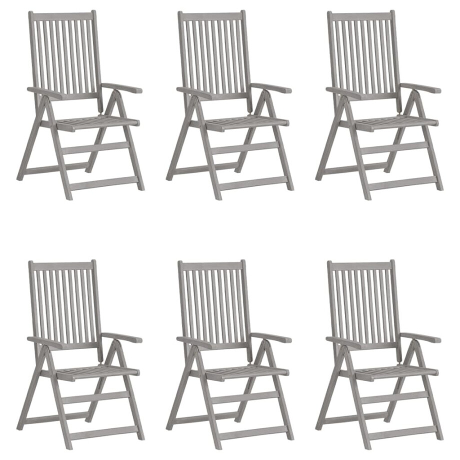 vidaXL Tuinstoelen 6 st verstelbaar massief acaciahout grijs vidaXL Tuinstoelen 6 st verstelbaar massief acaciahout grijs afbeelding 1