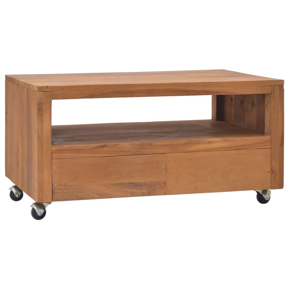 vidaXL Tv-meubel met wielen 80x50x42 cm massief teakhout vidaXL Tv-meubel met wielen 80x50x42 cm massief teakhout afbeelding 1
