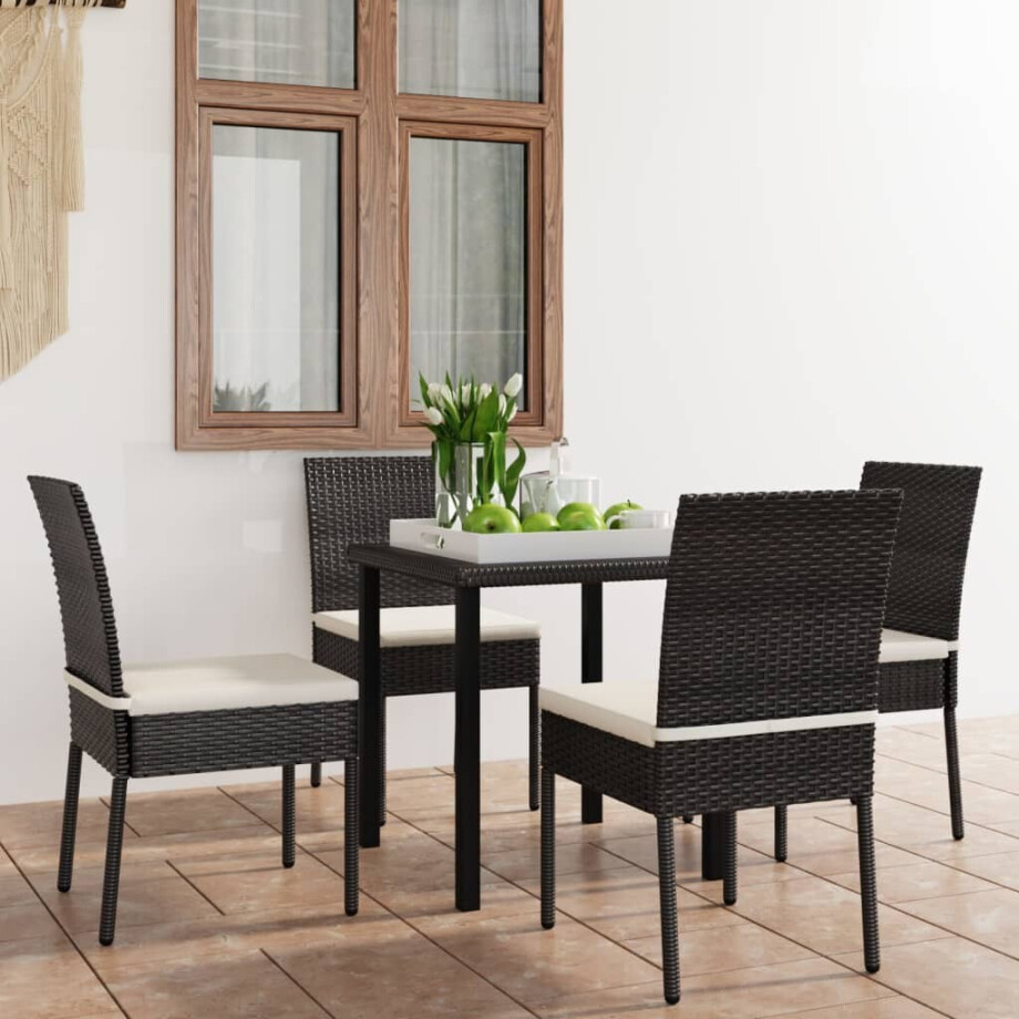 vidaXL 5-delige Tuinset poly rattan zwart afbeelding 1