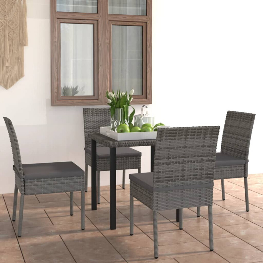 vidaXL 5-delige Tuinset poly rattan grijs afbeelding 1