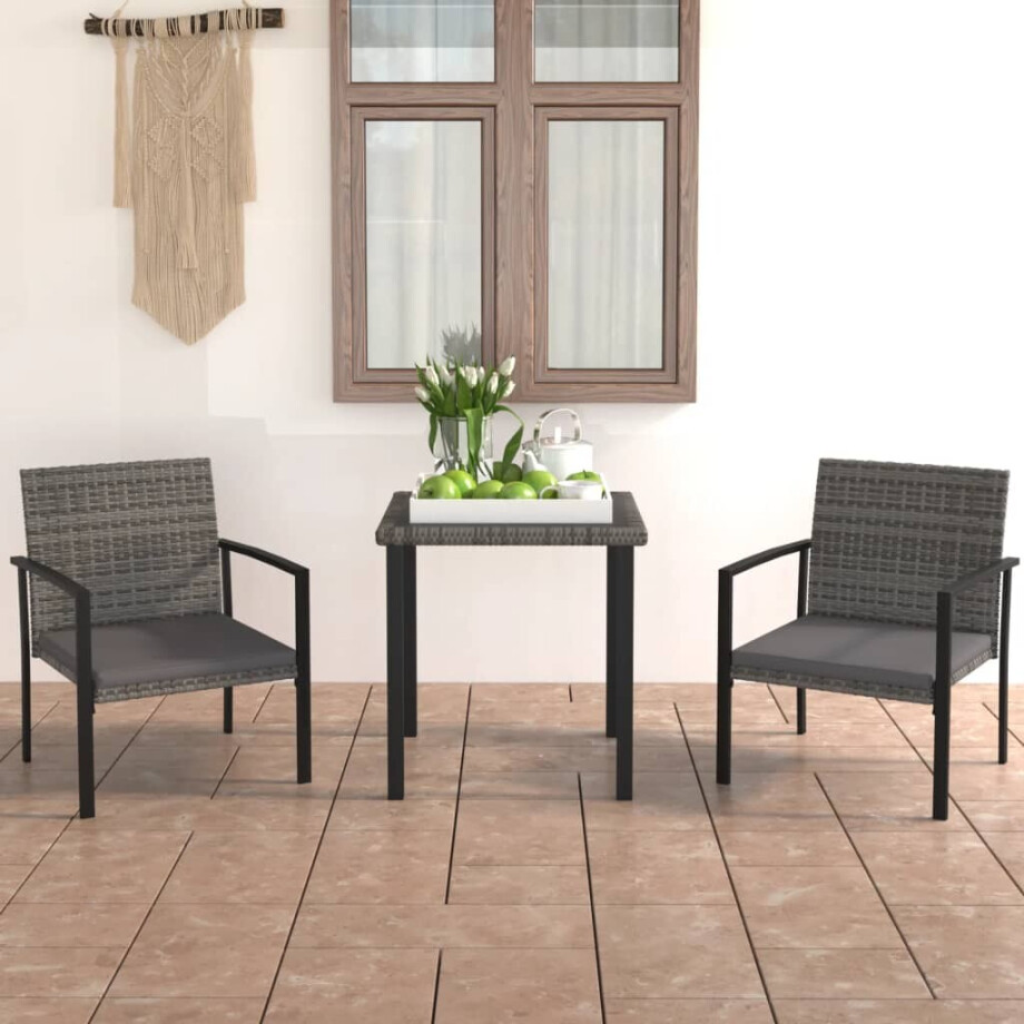 vidaXL 3-delige Tuinset poly rattan grijs vidaXL 3-delige Tuinset poly rattan grijs afbeelding 1