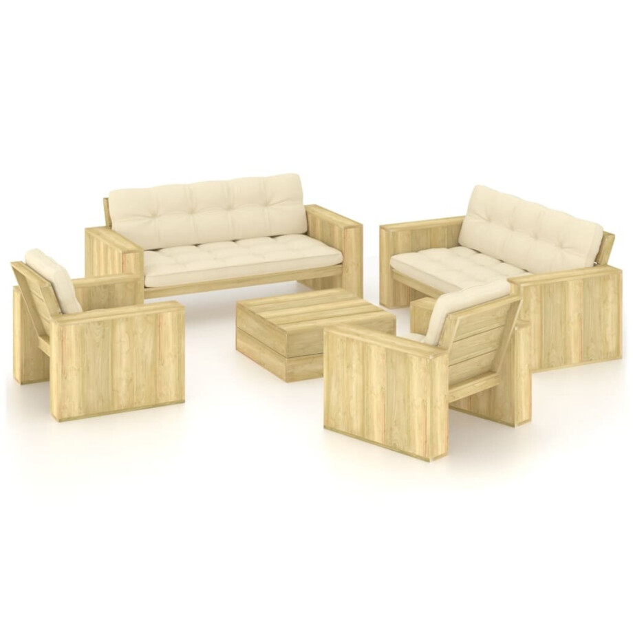 vidaXL 5-delige Loungeset met kussens geïmpregneerd grenenhout afbeelding 1